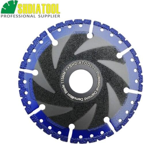 DIATOOL 1pc 115mm Vacuum Brazed Diamond Blade For All Purpose For Stone Iron Steel 4.5" Demolition Blade