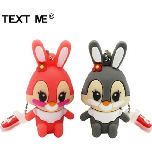TEXT ME 64GB usb flash drive usb 2.0 4GB 8GB 16GB 32GB pendrive cute gray pink model rabbit