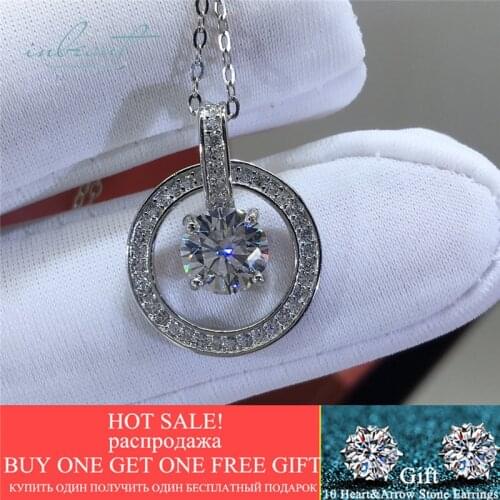 Inbeaut Excellent Cut 1 ct D Color Pass Diamond Test Moissanite Concentric Circles Pendant Necklace 925 Silver Party Chain Gift