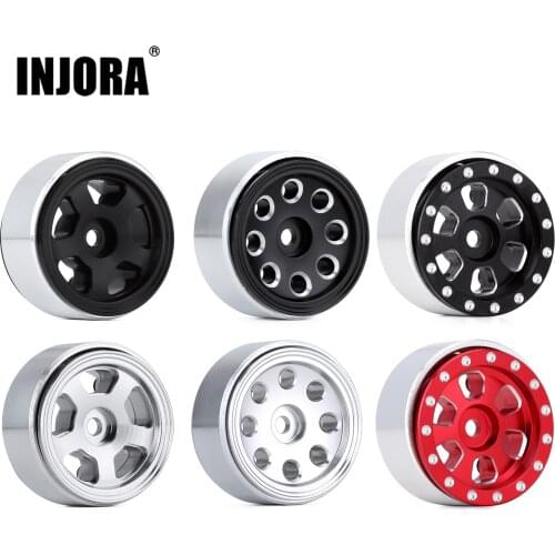 INJORA 4PCS 1.0" CNC Metal Beadlock Wheel Rims for 1/24 RC Crawler Car Axial SCX24 90081 AXI00002 Deadbolt Chevrolet B-17 Betty