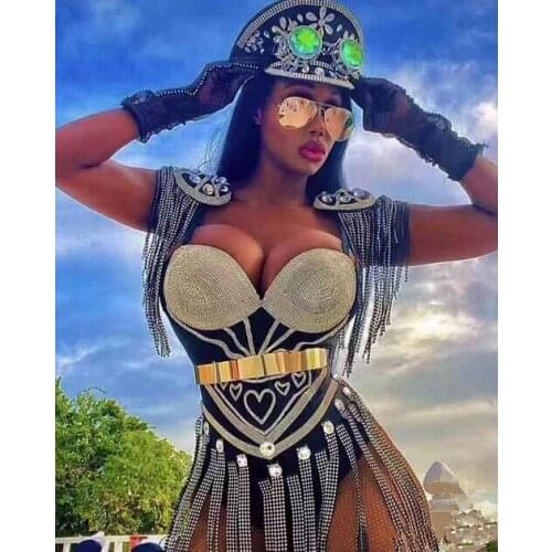 Bright Silver Fringes Rhinestones Bodysuit Sexy Luxury Leotard Outfits Women Birthday Party Jumpsuit Singer Dance Stage Costumes