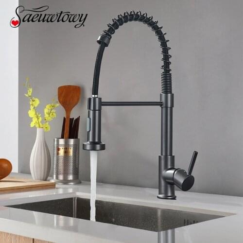 Gun Gray Kitchen Faucet Deck Mounted Mixer Tap 360 Degree Rotate Stream Sprayer Nozzle Kitchen Sink Hot Cold Water Taps Crane