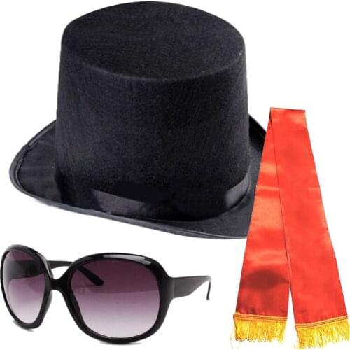 Hot Cosplay Ghana Dancing Pallbearers Coffin Dance Black Cap Hat Ribbon Headgear Funny Dressed Funeral Dancing Team Display