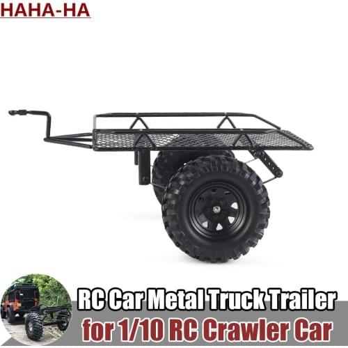 Metal 2 Wheel Hauler Trailer with Hitch Mount for RC Crawler Axial SCX10 90046 Traxxas TRX4 D90 Tamiya CC01