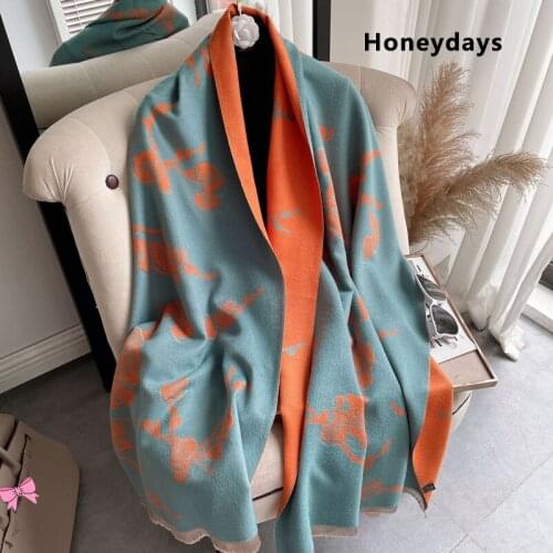 Fashion Design Floral Print Cotton Scarf Ladies All-match Cashmere Shawl Quality Tassel Design Ponchos Winter Wraps Warm Scarves