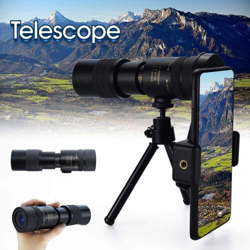 Monocular 4K 10-300x40 Telescope with Holder Night Vision Zoom Telescope Scope for Bird Watching Hunting Camping Wildlife