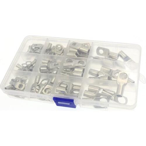 100pcs Copper Cable Lugs Kit Bolt Hole Tinned Ring Battery Terminals Sets Nose Wire Connector Crimping Terminals