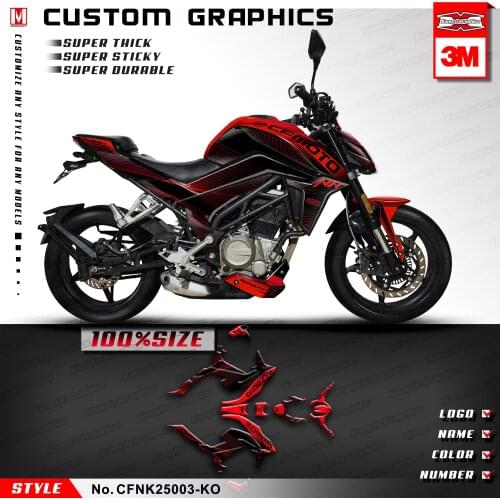 KUNGFU GRAPHICS Custom Decals Personalised Sticker Kit Full Wrap for CFMOTO 250 NK 250NK NK250, Red, Black