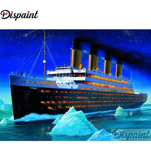 Dispaint Full Square/Round Drill 5D DIY Diamond Painting "Steamboat scenery" 3D Embroidery Cross Stitch Home Decor Gift A18461