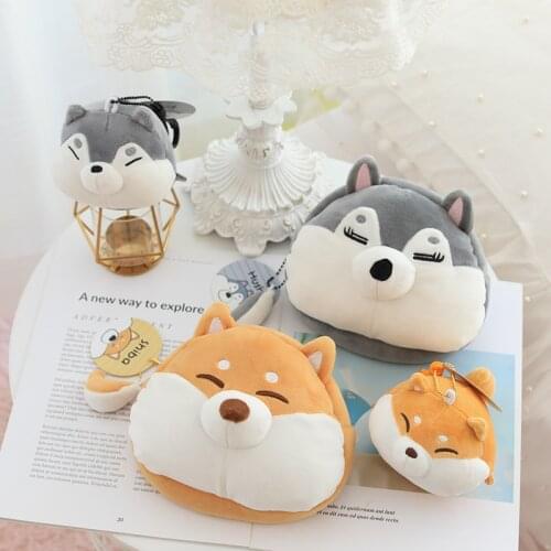 New Cute Soft Shiba Inu&Husky Stuffed Plush Animal Toy Fashion Dog Doll Coin Purse For Girl Kids Gift Animal Doll Keychain Gift