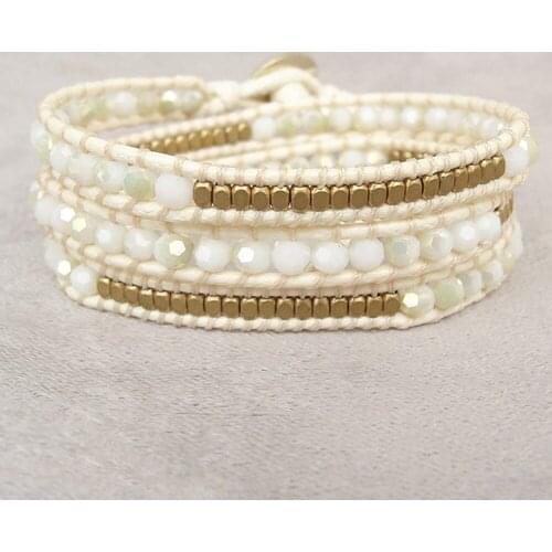 Faceted Crystal Copper Beads Wrap Bracelets for Women Full Handmade 3 Strands Beaded Boho Bracelet Femme Jewelry Lovers Girls