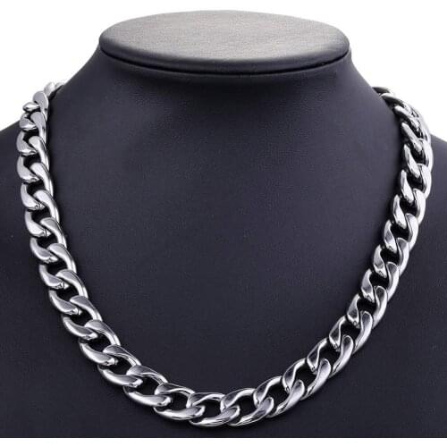 Hip hop stainless steel necklace for men collarbone metal chain collar gift for Miami Cuban punk stainless steel round men