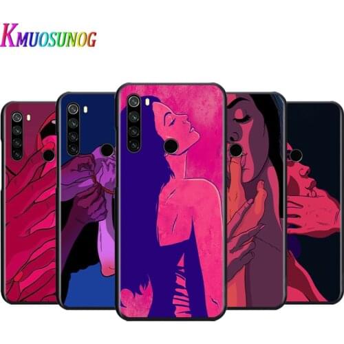 Sexy Lips Hot Girl For Xiaomi Redmi Note 4 4X 5 5A 6 7 8 8T 9S/T 10 10S 5G Global version Por Max Black Silicone Phone Case