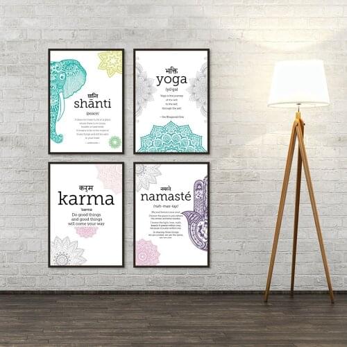 Yoga Karma Posters And Prints Namaste Quote Inspirational Modular Wall Art Wall Pictures For Bathroom Modern Home Canvas Paintin