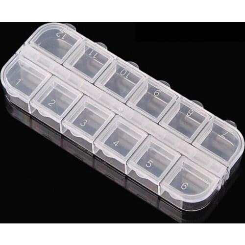 New 12 Plastic Organizer Box Compartment Empty Storage Case Rhinestones Dired Flower Nail Art Products Earring Jewelry Container
