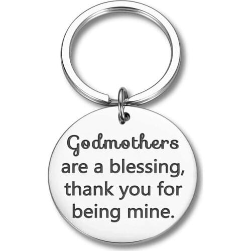 Godmother Gift Keychain from Godchild for Baptism Christening Godmother Are A Blessing Thank You for Being Mine Birthday Keyring