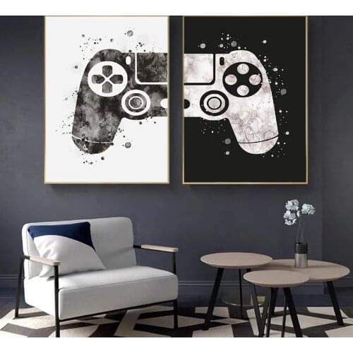 Boys Game Posters Wall Art Gaming Party Canvas Painting Prints Gamepad Illustration Game Pictures Joystick for Kids Room Decor