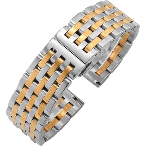 Stainless Steel Watch Band 18mm 20mm 22mm Bracelet 7 Rows Replacement Watch Strap Buckle Wristband for Seiko Tissot Samsung