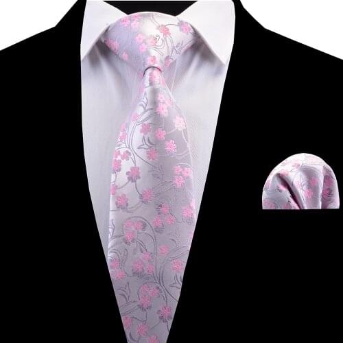 Ricnais Mens Tie Handkerchief Tie Set For Mens Gift Floral Plain Luxury Neck Ties For Men Business Wedding Party Formal Necktie