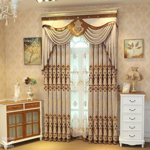 Luxury European Embroidery Curtains for Living Room Home Interior Valance Curtains for Bedroom Windows Treatment Home Decoration