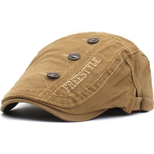 Spring Summer Letter Embroidery Newsboy Caps Men Cotton Flat Peaked Cap Women Painter Beret Hats 10