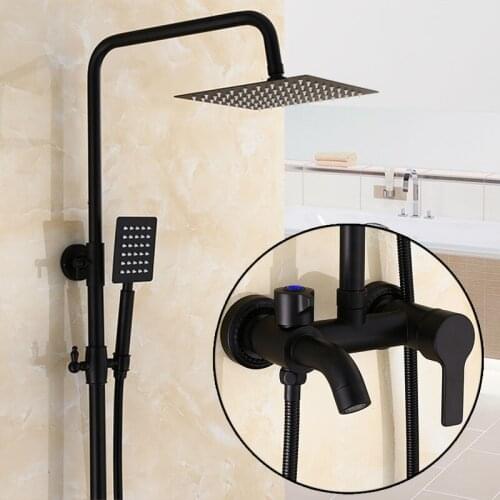 Black Bronze single Handle Bath Shower Bathroom 8" Rainfall Shower Faucet Set Mixer Taps Wall Mounted 3-functions Mixer Valve