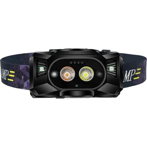 Smart Waved Sensor Strong Headlight USB Charging 2 Brightness Headlamp 3 Lighting Color White Light/Warm Light/Red Light