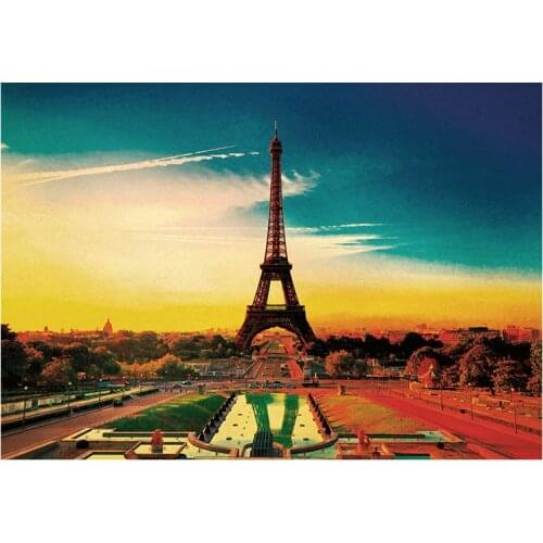 Paris Eiffel Tower Landscape Vintage Poster Retro Wall Art Cafe Room Decor Painting Stickers Kraft Paper Posters Wall Sticker