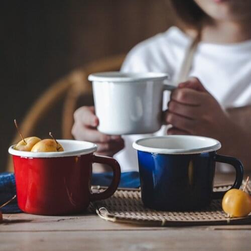 Japanese simple large capacity enamel coffee milk cup office tea mug breakfast water cup beer drinkware