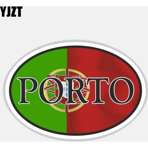 YJZT 12.9CM*8.6CM Creative Porto Portugal Oval Flag Motorcycle Car Sticker Decal 6-2842