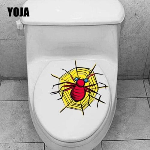 YOJA 23.1X21.8CM Creative Toilet Decal Wall Sticker BedRoom Home Decor Modern Cartoon Halloween Spider T5-1137