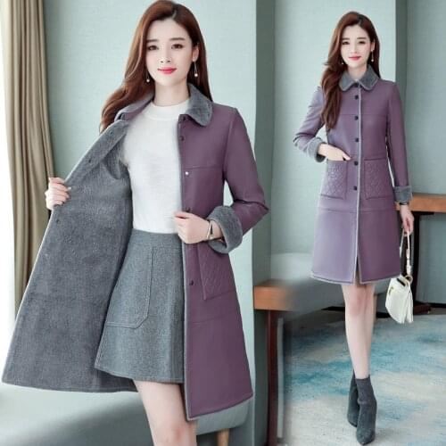 Women Leather Windbreaker Plus Velvet Thick PU Leather Cotton Coat Long Large Size Fashion Warm Leather Jacket 6XL