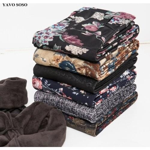 YAVO SOSO Autumn Winter Style Plus Velvet Warm leggings Women Plus size XXXL Printing Flowers 20 Colors thick womens pants
