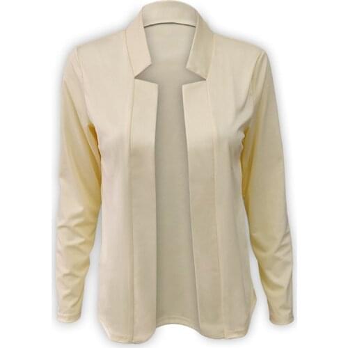 Buttonless Blazer Women Plus Size Solid Color Long Sleeve Suits Office Lady 2021 New Stand-Collar Blazer Work Wear Spring Autumn