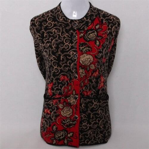 100%goat cashmere knit women fashion Chinese vintage style thick cardigan sweater black 2color S/4XL