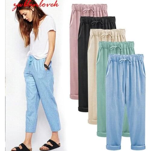 Женские льняные брюки Zwblinlovek China At AliExpress