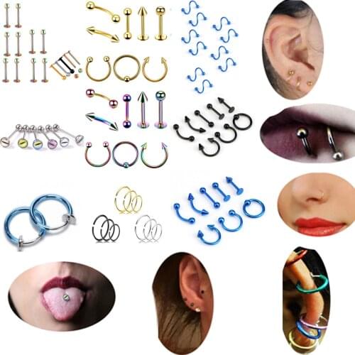 1set Fake Nose Ring Tragus Piercing Surgical Steel Septum Ear Lip Tragus Piercing Body Jewelry Industrial