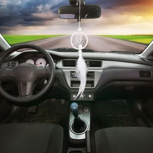 Dream Catcher Car Mini Pure White Feather Wind Chimes Wall Hanging Decor Handmade Catcher Feather Pendant Decoration