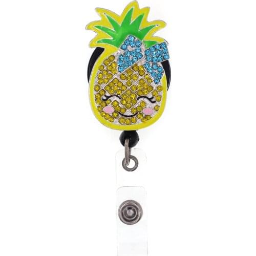 2021 lailina pineapple rhinestone crystal enamel nurse hospital doctor staff Gift Retractable Badge Reel /clip holder