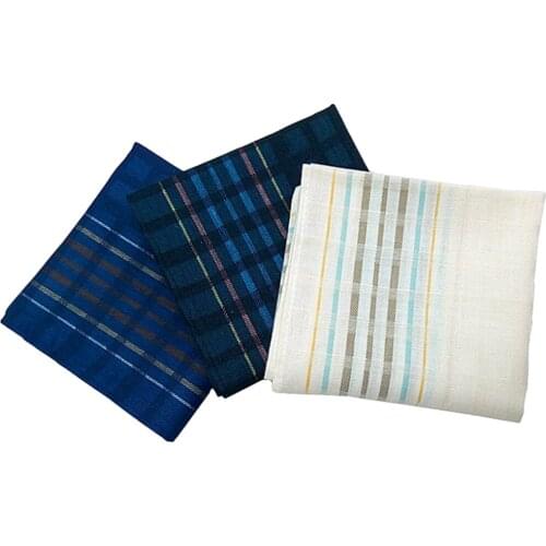 3 Pack Mens Vintage Plaid Print Handkerchiefs 100% Cotton Square