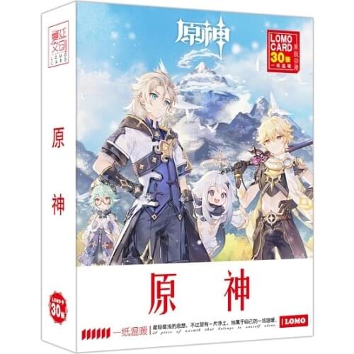 30 Sheets/Set Game Genshin Impact LOMO Card Bronzing Greeting Cards Message Card Anime Around