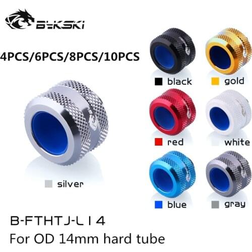 4PCS/lot Bykski pc water cooling Hard tube fittings connector For OD 14mm pipe G1/4" silver black blue red white B-FTHTJ-L14