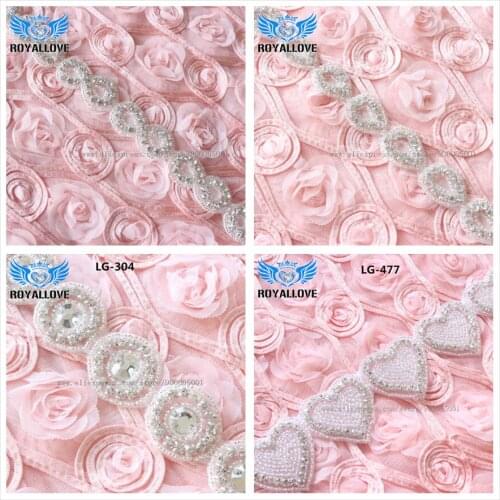 4 Yards Artificial Silver Style Bling Rhinestone Applique Trim Luxury Hot Fix Beaded Crystal Trimming For DIY Girl Wedding Dress