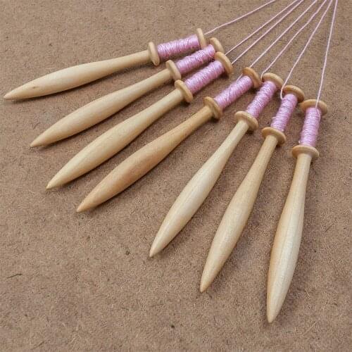 7PC DIY Weaving Tool Wood Woven Sweater Scarf Tapestry Bobbin Stick Single Head Solid Crochet Hook DIY Loom Tools