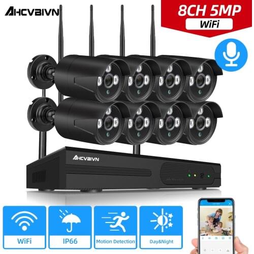 8 Channel Outdoor CCTV Security Camera Wifi Wireless System 5MP 8CH Wifi NVR Kit Waterproof IP Camera Video Surveillance Set 4CH