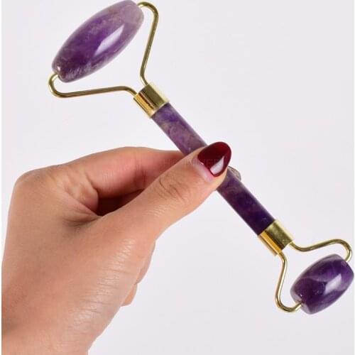 Amethyst roller scraping board, jade roller massage device, beauty double-headed roller, amethyst heart-shaped scraping board