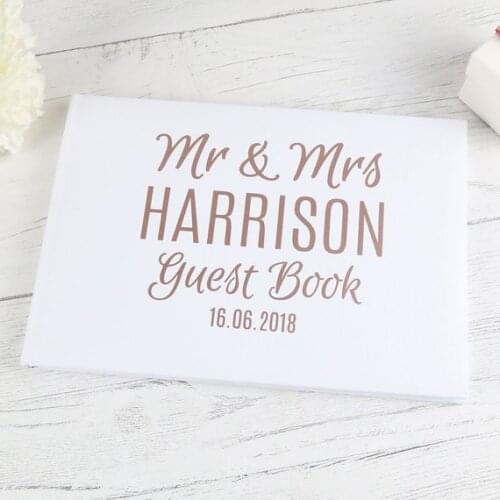 White Wedding Guest Book Alternative-Elegant Keepsake Book-Personalised Wedding Signing Book-White Guestbook-Wedding Names Book