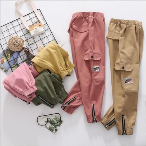 Girls Cargo Pants 2020 Spring Elastic Waist Sport Trousers Fashion Casual Kids Clothes Girls Sweatpants Teenager Clothing