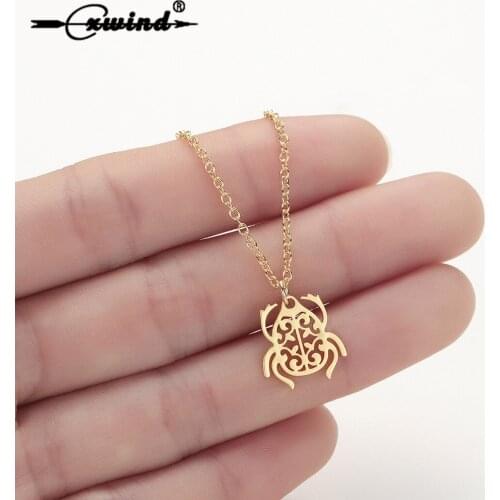 Cxwind Scarab Necklace Beetle Pendant Geometric Stainless Steel Chain Necklace Insect Mujer Necklaces & Pendants Party Gift