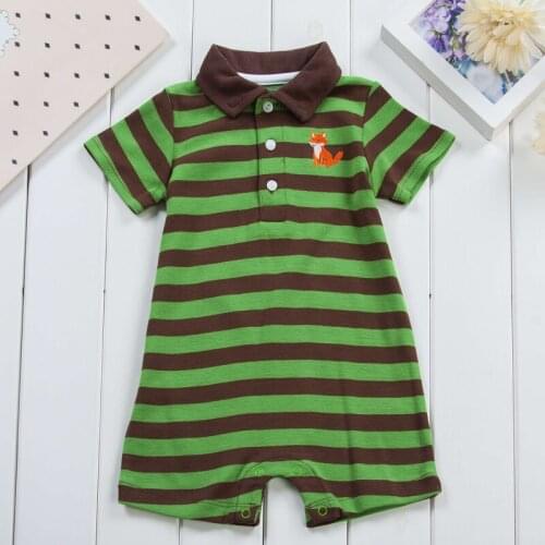 Baby Rompers Hot Summer New Baby Boys Babys Sets Cartoon Bear Deer Casual Stripe Short-sleeved Jumpsuit Toddlor Infant Clothing